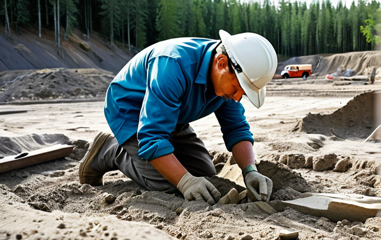 지구과학자 연구비 지원 제도 - **Prompt:** A female scientist, fully clothed in a lab coat, analyzing geochemical data on a compute...