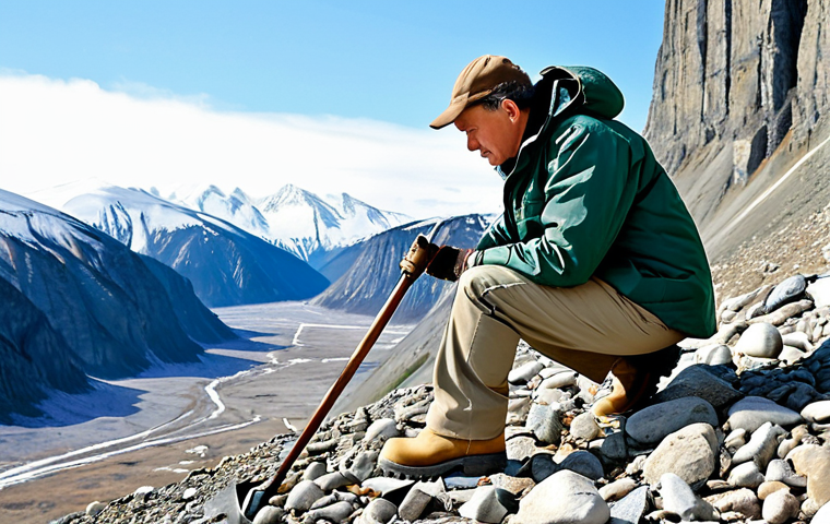 지구과학자 연봉 협상 시 유용한 팁 - Geologist in the Field**
"A determined geologist, fully clothed in practical field attire (khaki pa...