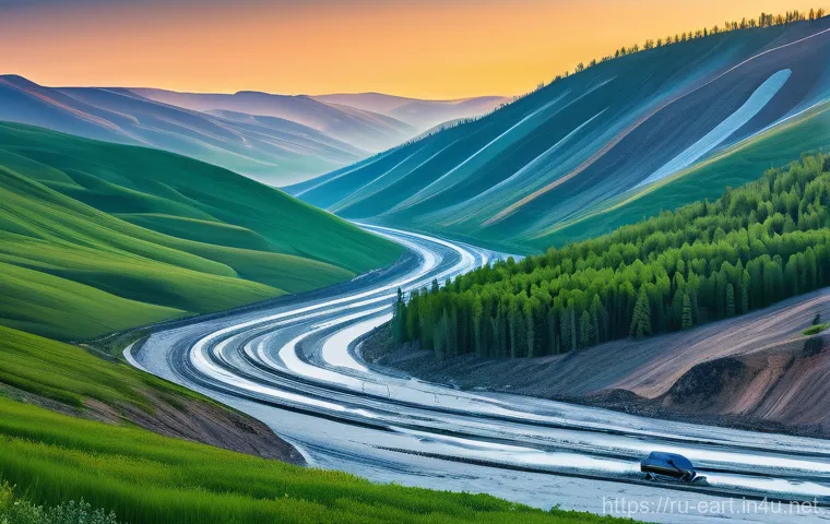 지구과학자 경력 관리 - **Prompt:** "A focused female geologist in her early 30s, wearing modern, functional field attire in...