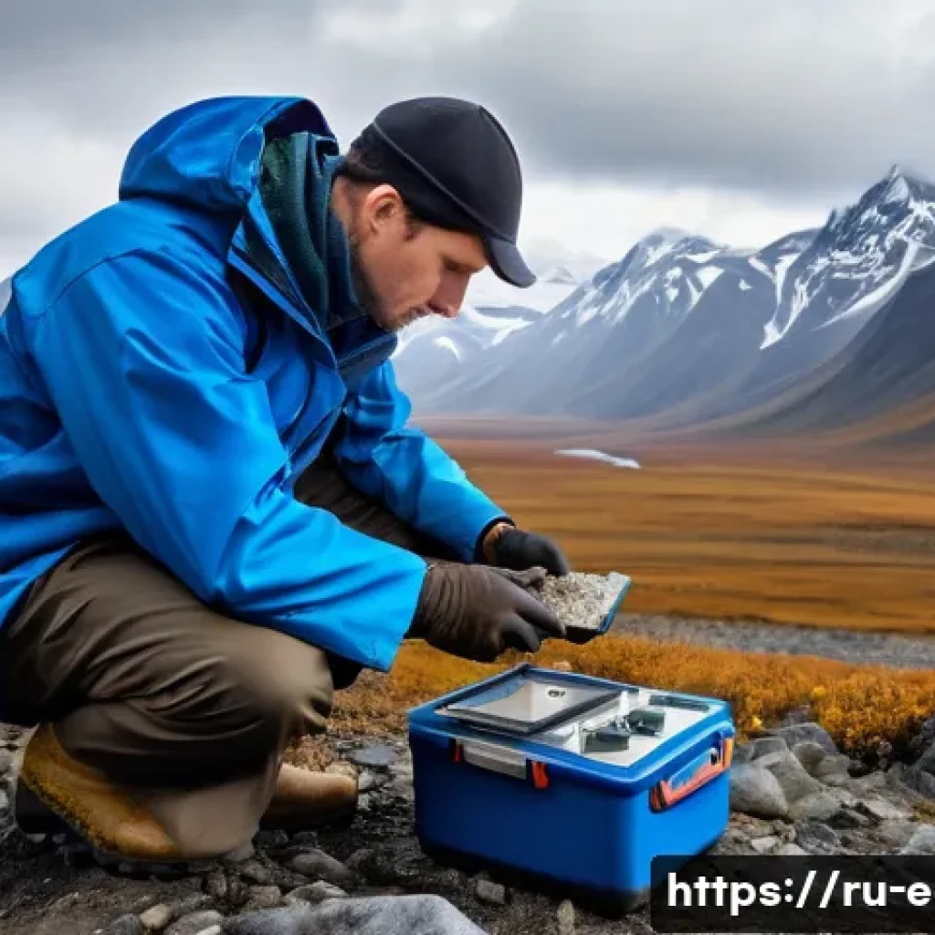 지구과학자 진로 선택을 위한 체크리스트 - A detailed scene of a Russian geoscientist conducting field research in a remote Siberian landscape,...