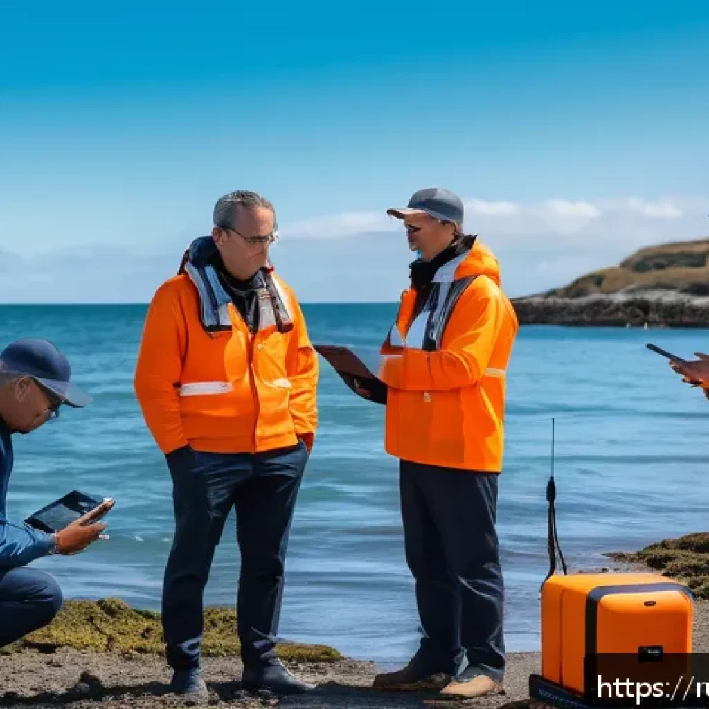 지구과학자 국제적 연구 협력 - A diverse international team of scientists and engineers collaborating outdoors near a high-tech und...